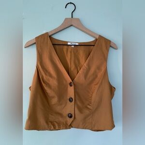 Madewell Button Down Katrina Crop Vest Top Toffee Size 10
